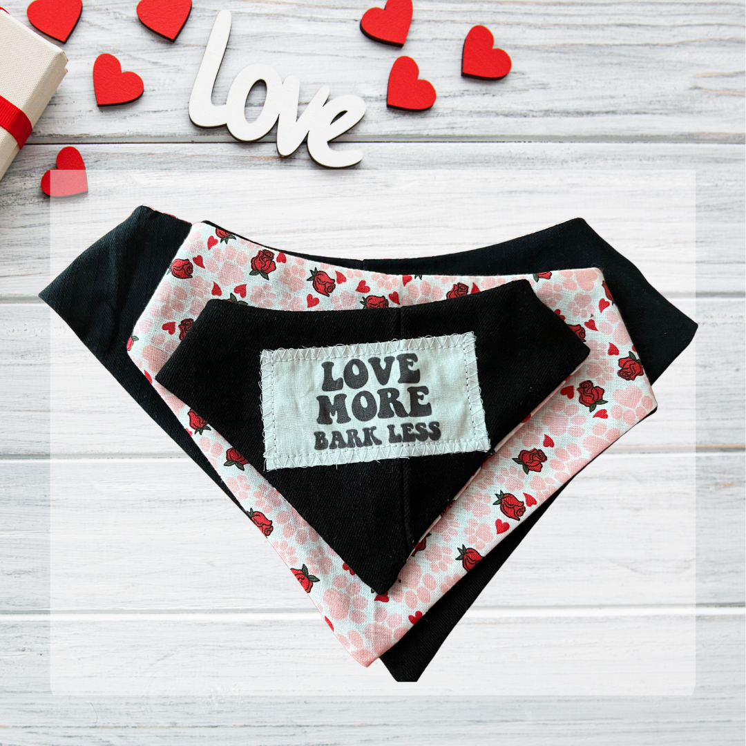 Love More Bark Less Dog Bandana, Dog Bandana, Pet Bandana, Matching Pet Badana, Pet Accessories