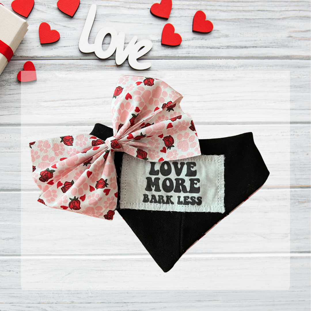 Love More Bark Less Dog Bandana, Dog Bandana, Pet Bandana, Matching Pet Badana, Pet Accessories