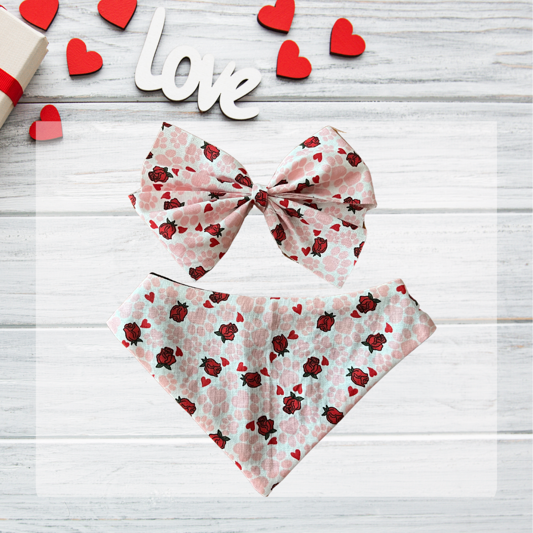 Love More Bark Less Dog Bandana, Dog Bandana, Pet Bandana, Matching Pet Badana, Pet Accessories